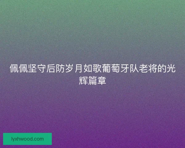 佩佩坚守后防岁月如歌葡萄牙队老将的光辉篇章